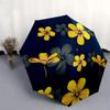 1pc Yellow Flowers Pattern Navy Blue Background Umbrella with Plastic Handle,Suitable for All Seasons Umbrellaptys26086