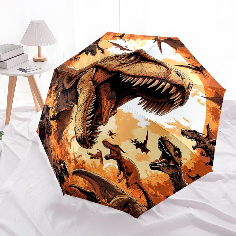 1 szt. Automatyczny Składany Parasol - Wzór Tyranozaur Rex, Przenośna i Składana Konstrukcja z 8 Żebrami, Prezenty Świąteczne i Urodzinowe