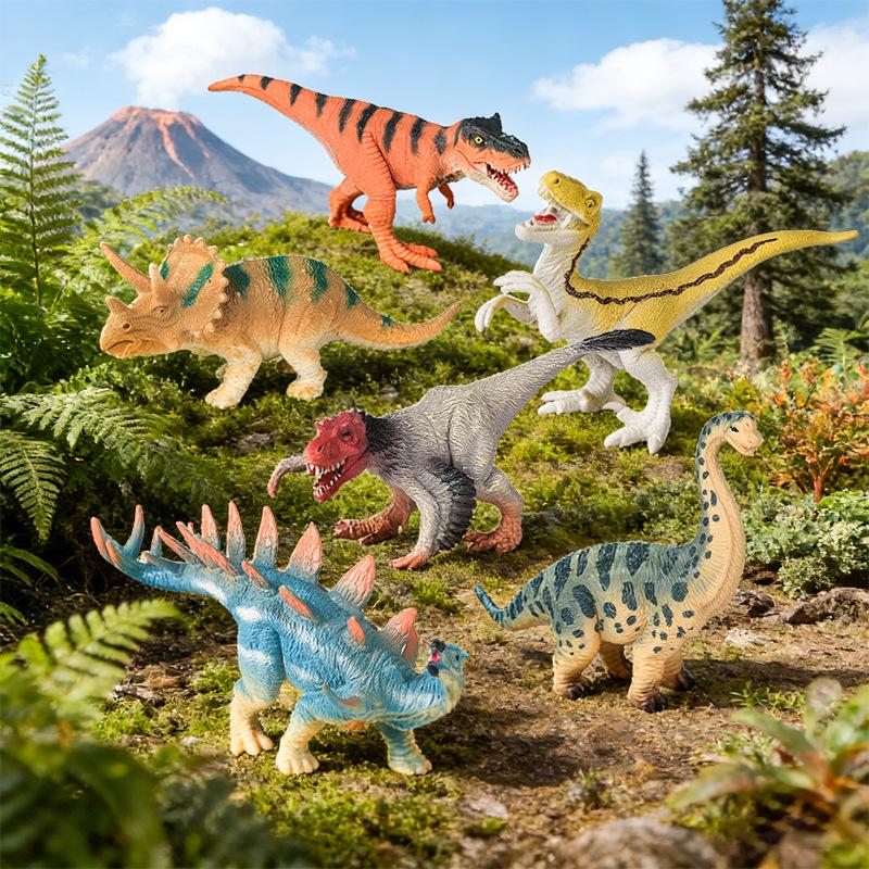 Dinosaur Simulation Toy Set: T. Rex, Velociraptor, Baryonyx, Triceratops, Deinonychus, Spinosaurus.