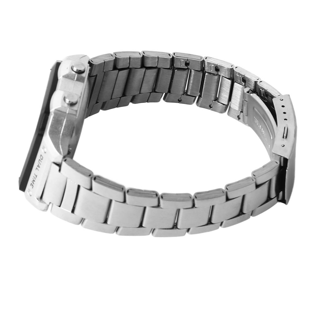 Waterproof Digital Watch Stainless Steel Multi Functional Vintage Luminous Sports Watch Silver