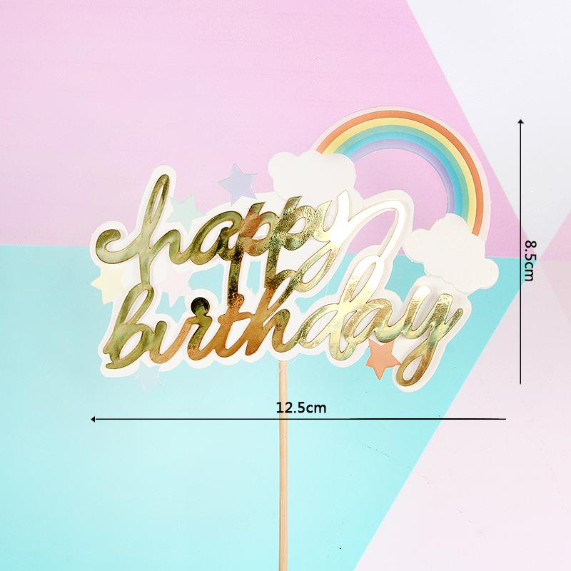 Rainbow Birthday Cake Toppers - Colorful Party Decorations & Dessert Table Accessories