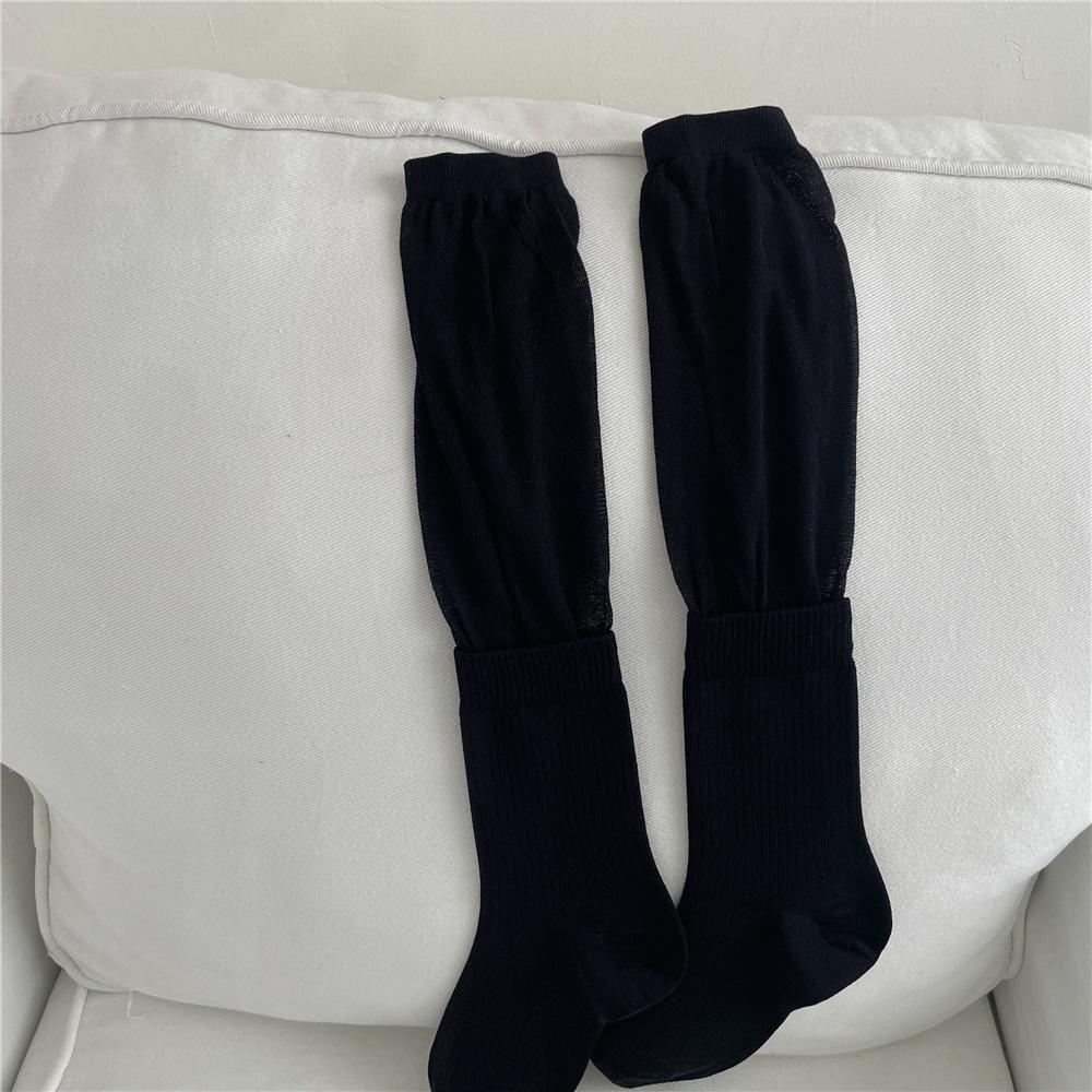 Ladies Spring and Summer New Hollow Mesh Soft Waxy Boneless Long Tube Pile Socks