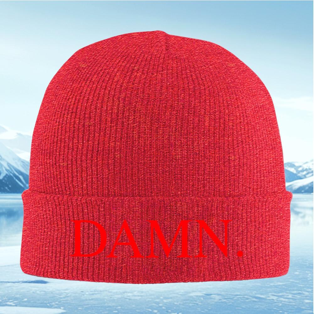 Red letters words on black background Men Women Unisex Knitted Hat Beanie Pullover Cap Winter Thermal Warm Christmas Outdoor Cyc