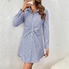 2025 Summer Striped Shirt Dress: Commuting Style Short Skirt with Lapel