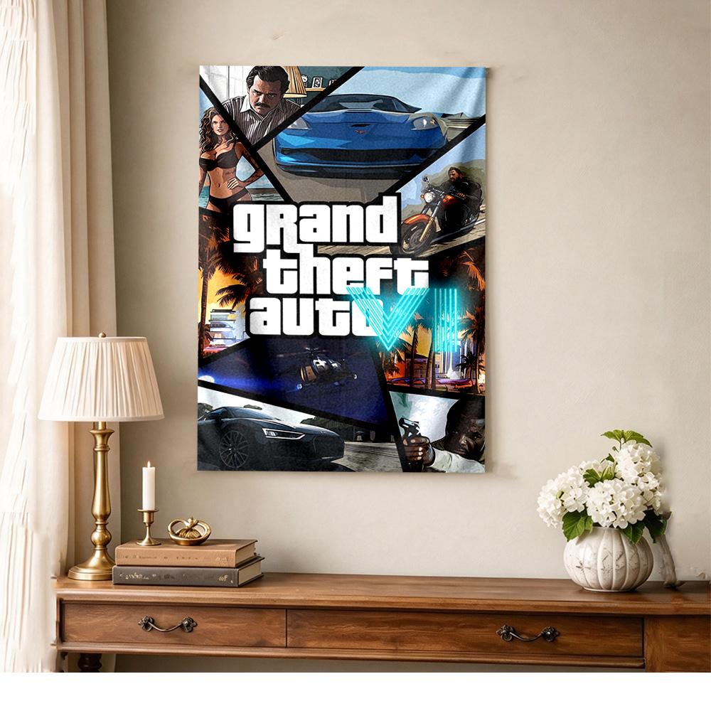 Gta Boho Wall Tapestry Retro Boho Ideal for Bedroom Studio Wall Dorm Wall Year-Round Vintage Wall Art Perfect Gift for Dorm Roommate