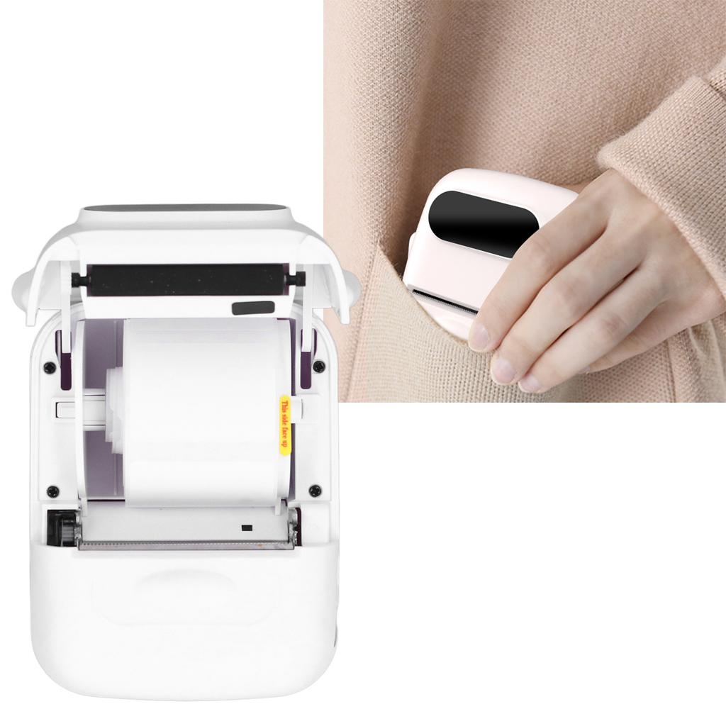 Bluetooth Thermal Label Printer 203dpi Printing Rechargeable Portable Thermal Printer with 1 Roll Pa