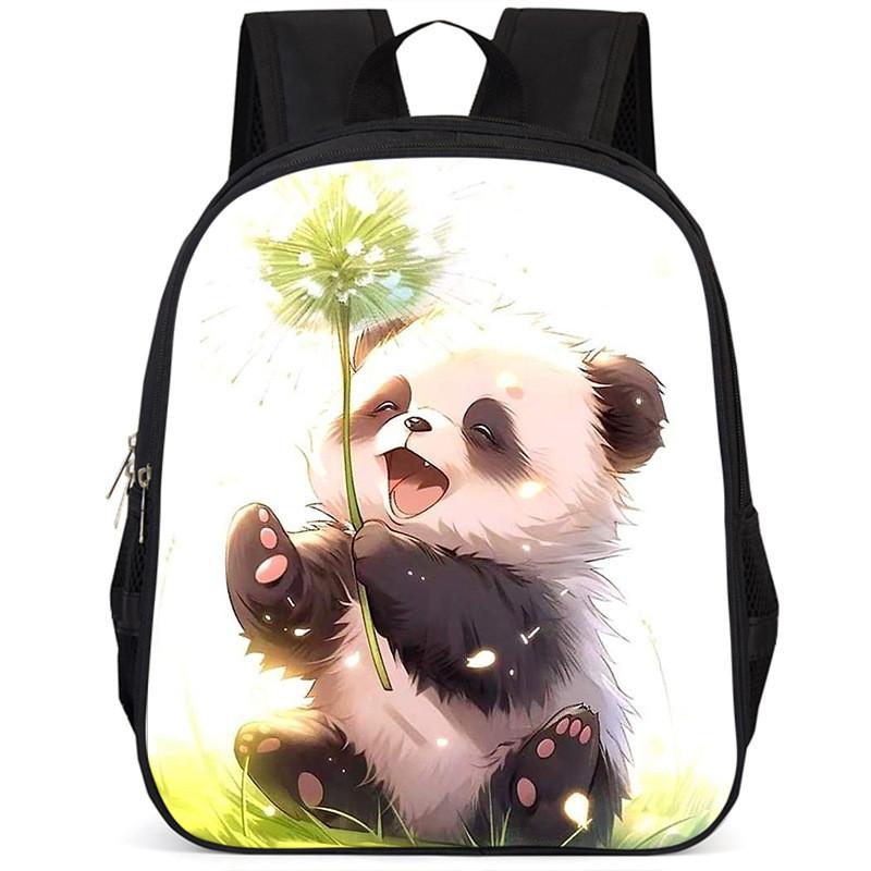Spacious 15 Inch Panda Backpack For Elementary Kids Lightweight Oxford Cloth