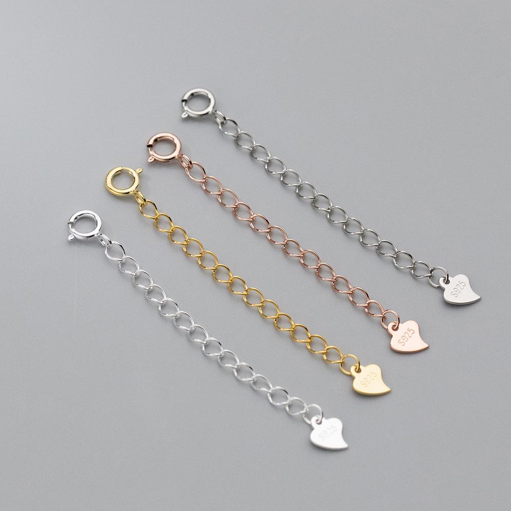 S925 Sterling Silver Crooked Heart Handmade Chain Connector for Bracelets, Necklaces, Earrings, and Extensions Silver