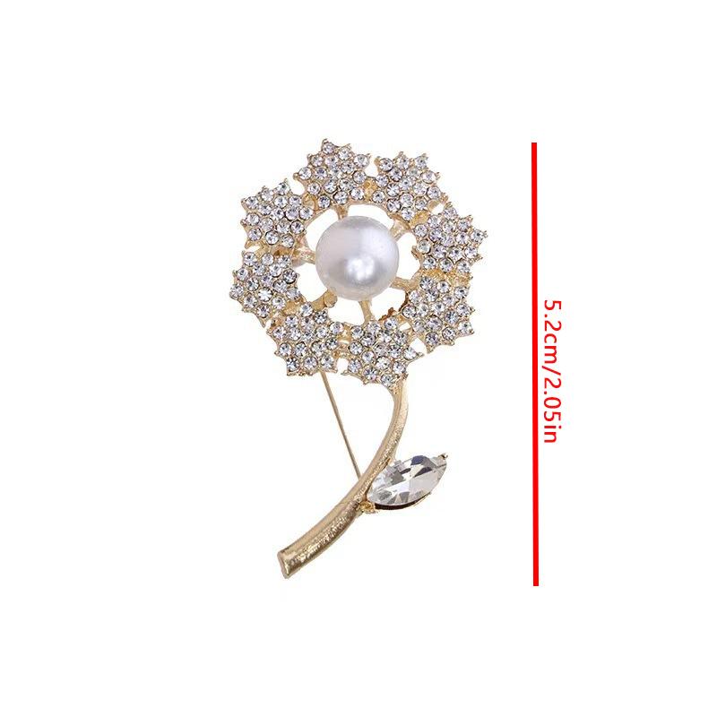 1pc Exquisite Style Gold Imitation Pearl Diamond Flower Shaped Brooch Lights Up Exquisite And Elegant Clothing Fashion Styling
