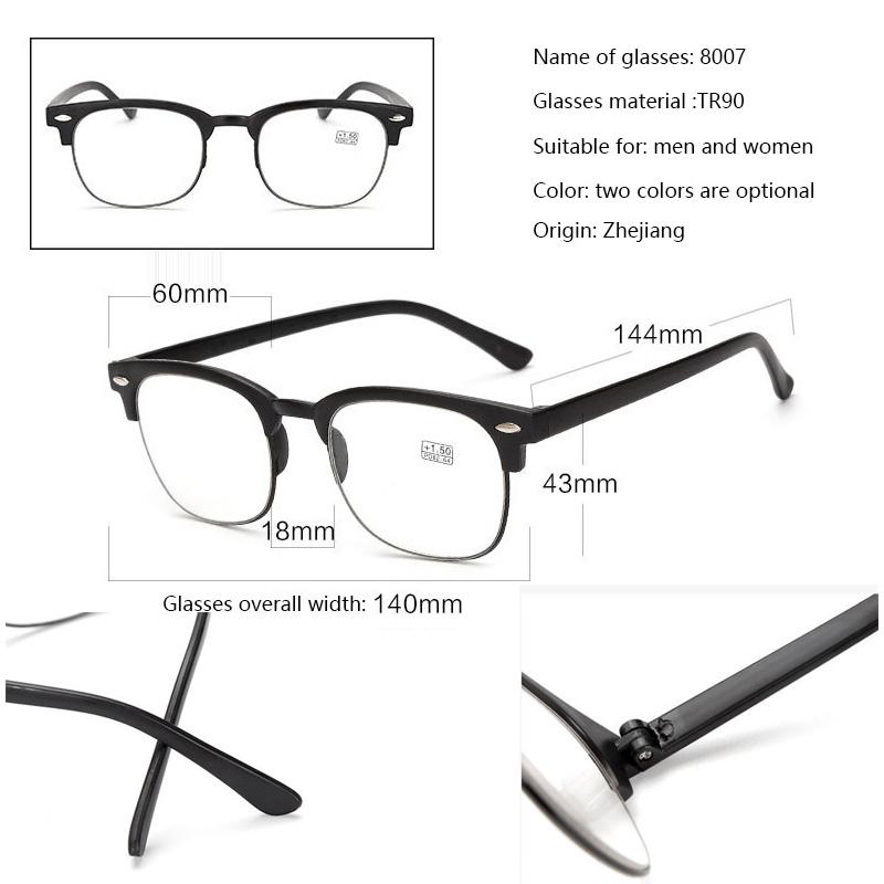 Large Rivet Reading Glasses New  Collapsible Floor Stand Fashion Ultra Light Presbyopia Eyeglasses Men And Women +1.0+4.0