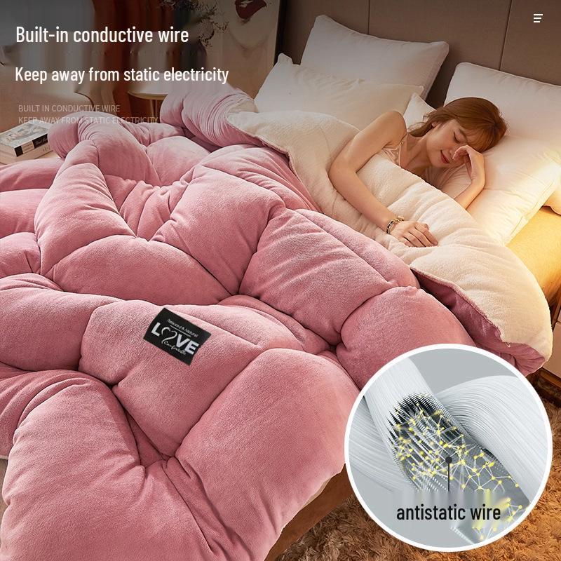 Thick Coral Fleece Blanket for Winter - Soft Velvet Quilt for Dorm, Nap, Sofa Use
