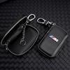 HBSW4 3D Logo Leather Car Remote Key Case Bag Keychain Storage Box For BMW M 1 3 5 7 Series E46 E90 E60 F30 F10 G30 G20 X1 X2 X3 X5 X7