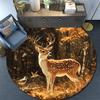 Autumn Forest Deer Round Area Rug,Carpet Rug for Living Room Bedroom Sofa Playroom Decor,Non-slip Floor Mat