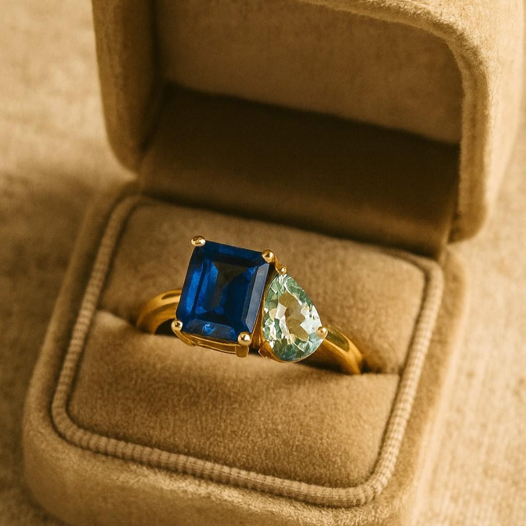 Emerald & Pear Cut Birthstone Ring – Custom Toi Et Moi Vintage Ring for Women | Wedding, Engagement, Anniversary, Promise Gift