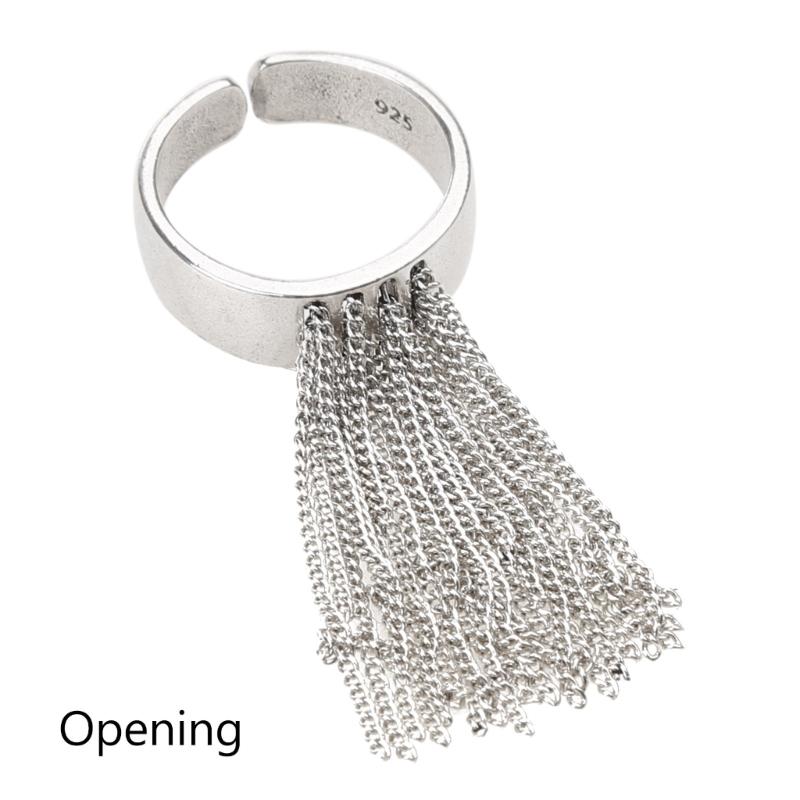 Silver Color Simple Geometric Multilayer Tassel Handmade Opens Ring for Women Men Fashion Personalized Party Jewelry