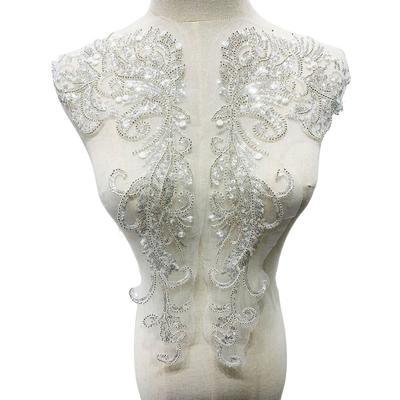 Bead Tube Appliqué Sequins Embroidery Cloth DIY Luxury Lace Embroidery Handmade Clothing Decorative Patches Bridal Party