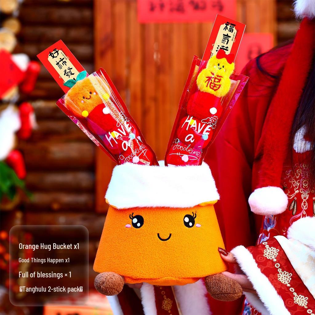 2026 Year of the Horse Tanghulu Plush Fortune Bucket – Chinese New Year Desktop Decor
