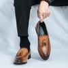 Fashion Tassel Dress Loafers Brown Slip-on Comfortable Men Leather Shoes High Quality Casual Driving Shoes Fashion Designer Men Moccasin