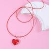 Sweet Simple Red Black Heart-shaped Glass Pendant Leather Rope Chocker Necklace for Woman Hot Girls Korean Y2k Jewelry Accessory