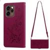Elegant Butterfly Floral Flip Leather Phone Case for OPPO Reno15 5G Long Shoulder Strap Wrist Lanyard Cover