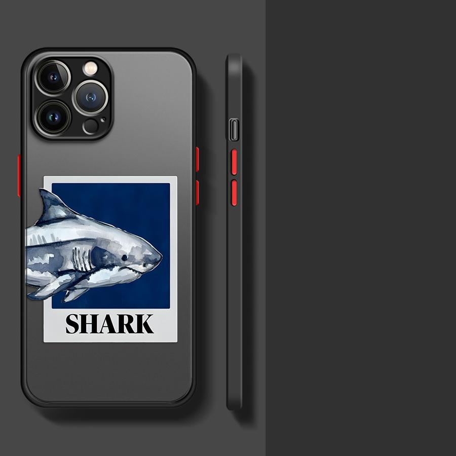 Cartoon Shark Funda Back Phone Cover Case for iPhone 17 Pro Max 14 16 Plus 7 8 SE 12 15 Air 11 13 Mini XS XR
