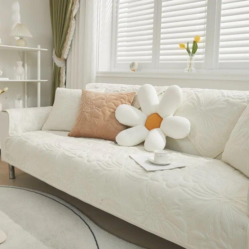 

Утолщенный плюшевый чехол для дивана, подушка, вышитый коврик для дивана, нескользящий пылезащитный диван-полотенце для гостиной, универсальные чехлы для дивана 70x70cm 1pcs