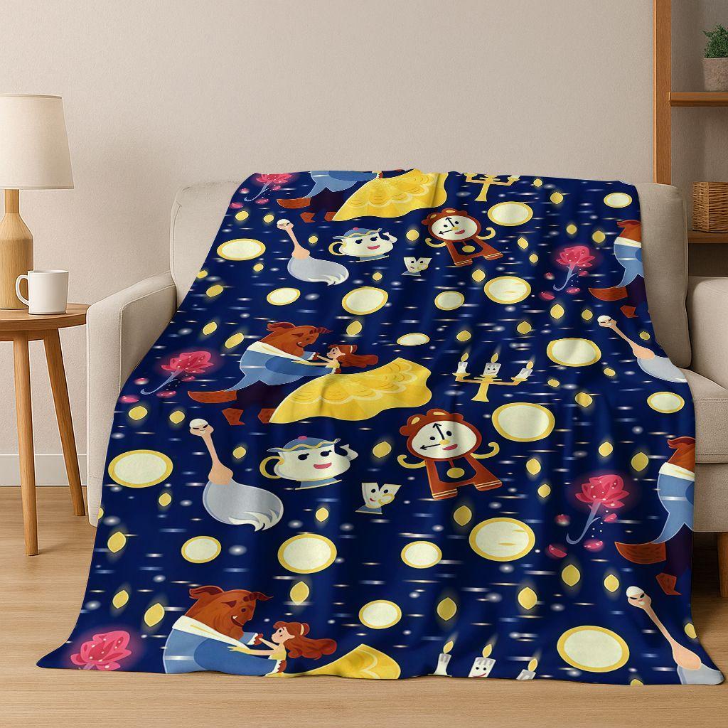3D-Flanelldecke mit dem Motiv „Die Schöne und das Biest“ – warm, kuschelig und perfekt für Zuhause, Schlafzimmer, Bett oder Sofa. Ideal als Geschenk für Kinder.