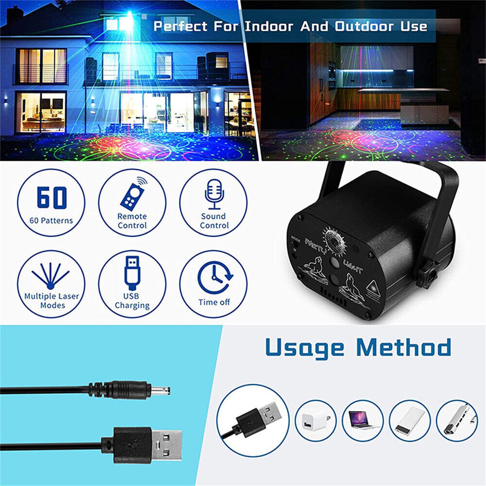 

Led Projector Stage Light 60 Patterns Manual Remote Control Atmosphere Lamp For Disco Ktv Show Party Lighting USB mini Stage Light #1