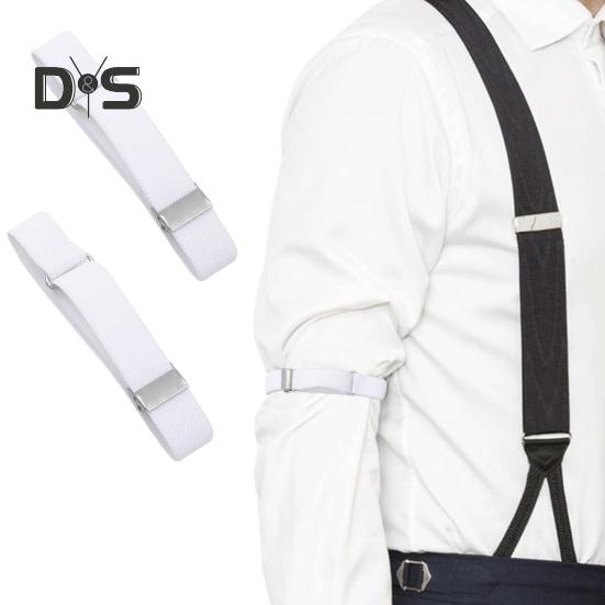 1 Pair Unisex Armband Adjustable Faux Leather 2CM Width Solid Color Elastic Shirt Sleeve Holder Arm Cuffs Bands Party Wedding Clothing Accessories