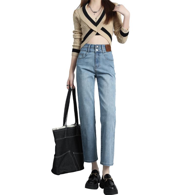 Jeans droits taille haute pour femme Automne/Hiver 2025 – Pantalon cigarette amincissant et allongeant les jambes