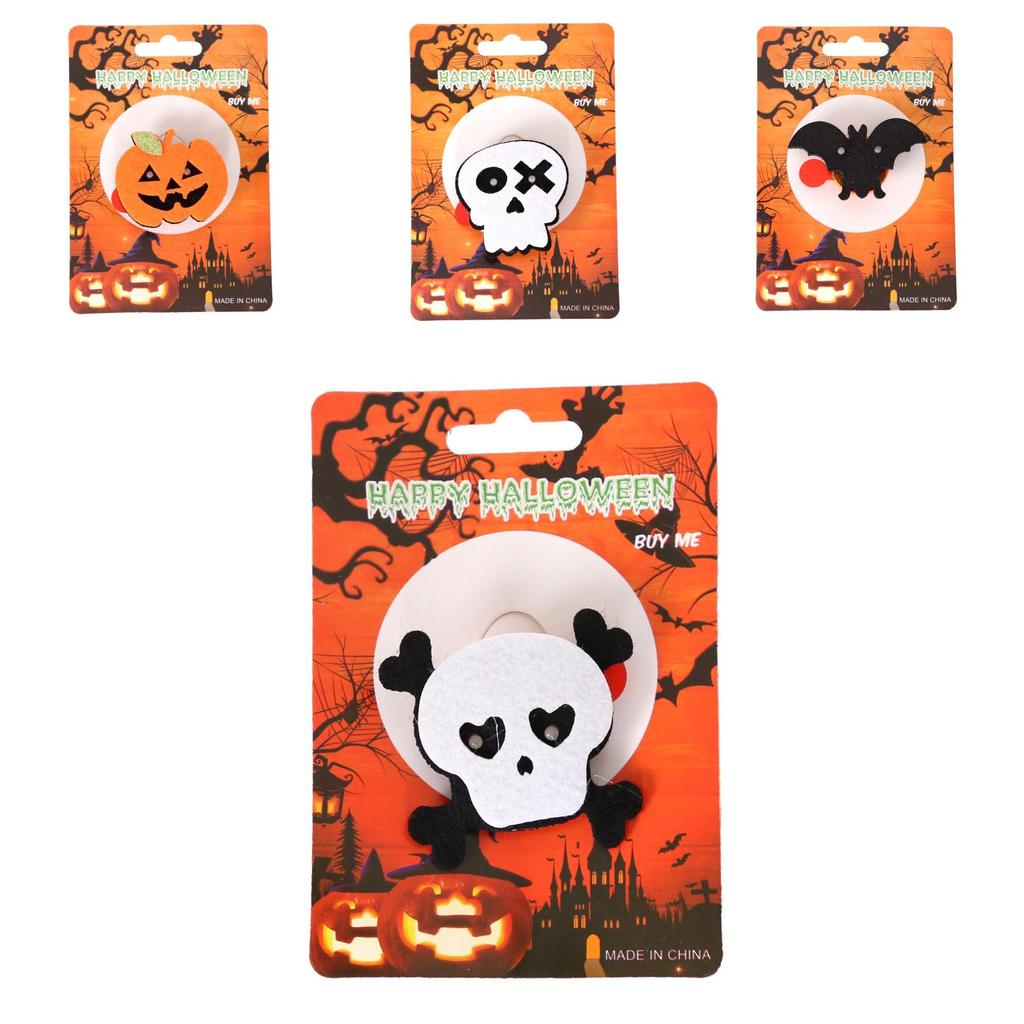 Adorable Halloween Felt Brooches Featuring Glow-in-the-dark Skeletons And Pumpkins
