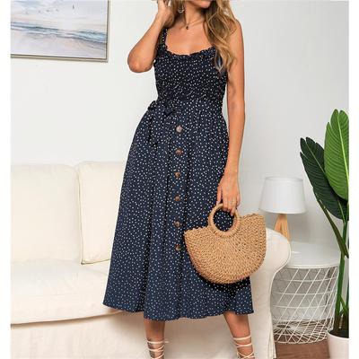 Women's Summer Fashion New Product Sling Ruffled Polka Dot Print Dress