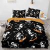 Sugar Skull King Queen Duvet Cover Funny Skeleton Halloween Bedding Set Gothic Spooky Bone Quilt Cover Polyester Comforter Cover