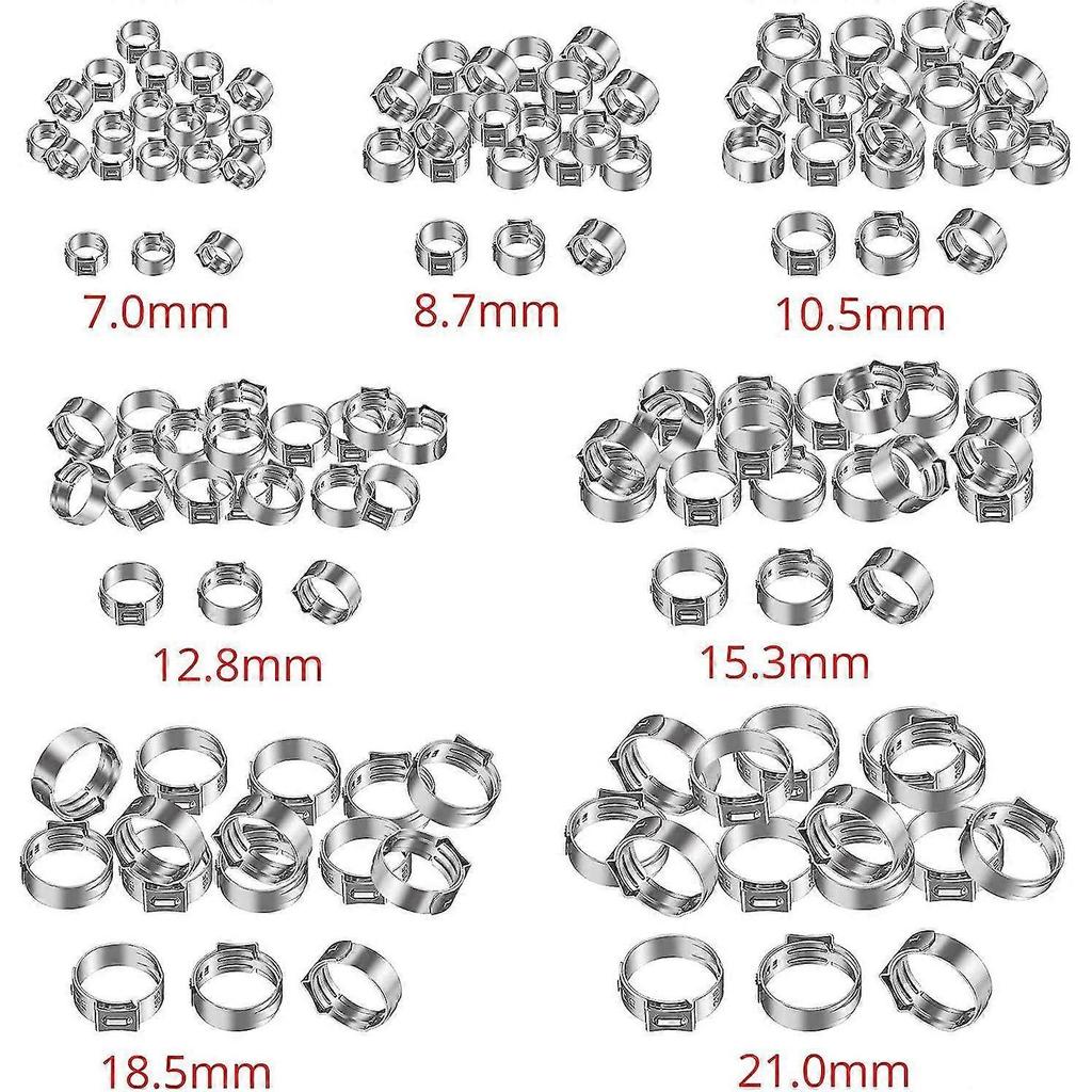 Amtovl 130pcs Hose Clamps 7-21mm Stainless Steel Hose Clamps Tuv Certification Compatible With Fixing Flexible Hose Pipes