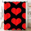 Heart Shaped Shower Curtain Waterproof Bathroom Decor Printed Fabric Shower Curtains Red Black Background 72X84 (180X213Cm)