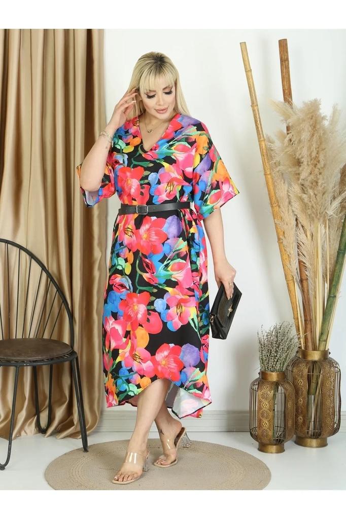 Rochie de damă mărime mare rochie înger împletită cu decolteu în V cu buzunar (Cureaua nu este inclusa)