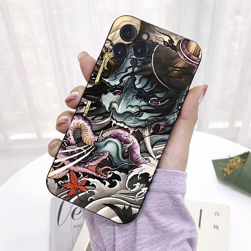 Samurai Oni Mask Phone Case For IPhone 16 15 14 11 12 13 Mini Pro XS Max Cover 6 7 8 Plus X Funda Shell