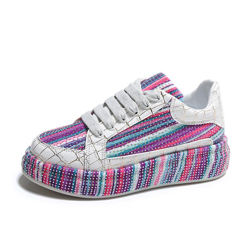

Fashion 2025 Fashion Luxury Sneakers Women s Trendy High Quality multicolored Crystal Women s Casual Shoes Fashion Shining Women s Shoes 40 фіолетовий
