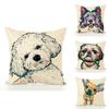 Adorable Pet Dog Pillow Cover In Linen Blend For Cozy Sofa And Office Decor