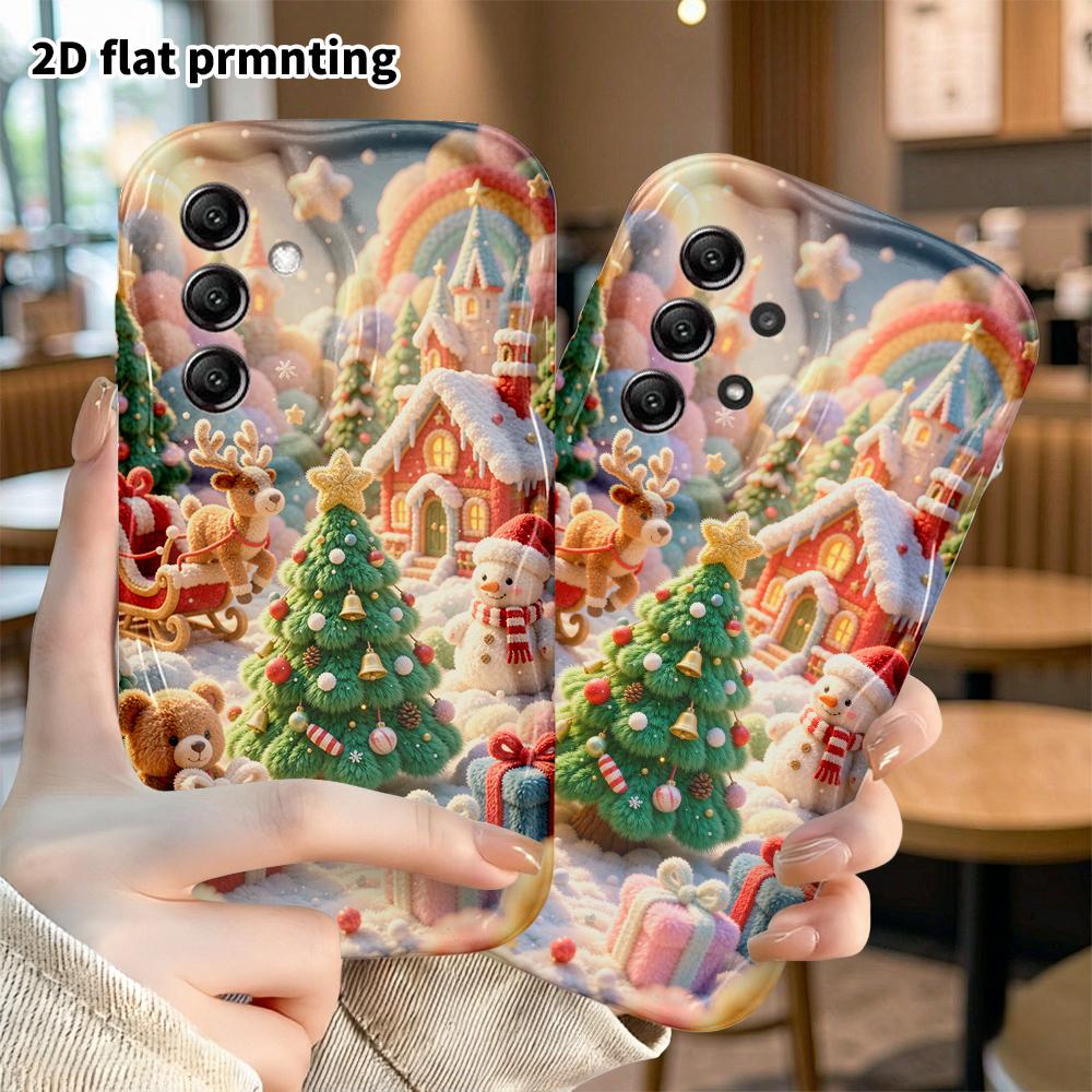 Phone Case: 2D flat, suitable for Samsung Galaxy A34 A35 M05 M06 S20 S22 S21 FE Plus 5G protective cases, Christmas knitted town, perfect holiday gift