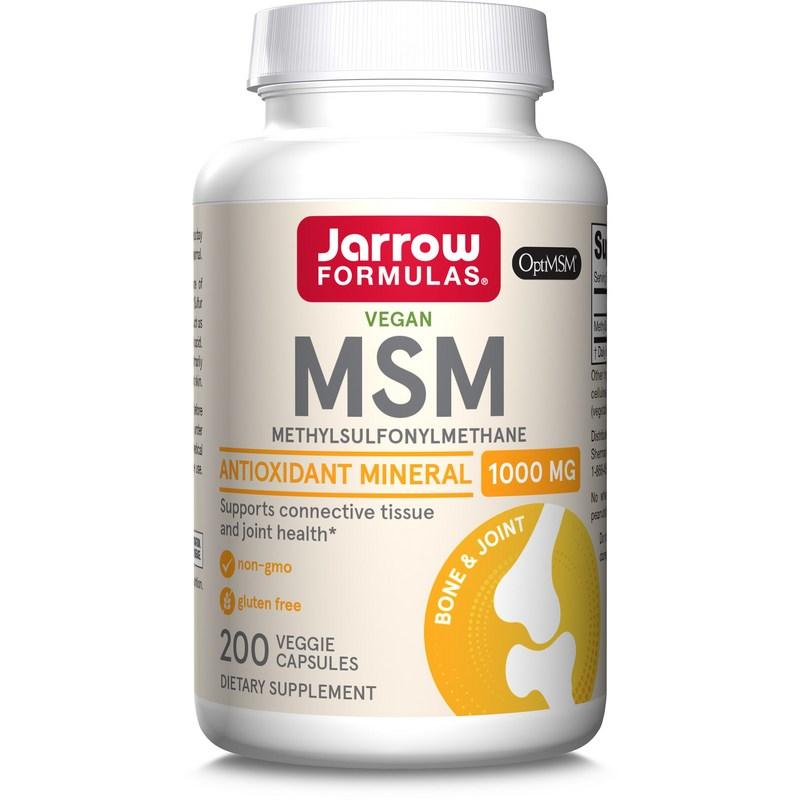 

Jarrow MSM 1000mg Veggie Caps Gluten Free, 200 Tablets, 1 Count