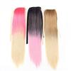Synthetische Pferdeschwanz-Haarverlängerung, gerader Clip im Haarschwanz, falsche Haarteile für Frauen, schwarze Ombre-Rot-Frisur