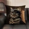 Handsome Fashion Pretty Cat Cushion Cover Natural Linen Organic Fabric Double-Sided Printing Sofa Home Decor Gift Pillow Case