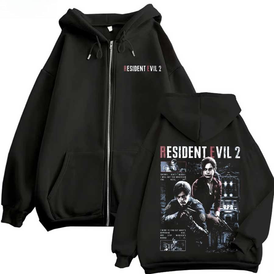 Resident Evil Game Hoodie Zipper Retro Street Style Zipper Hoodie Fashion Sports Printed Pattern Hoodie Daily Street Dressing