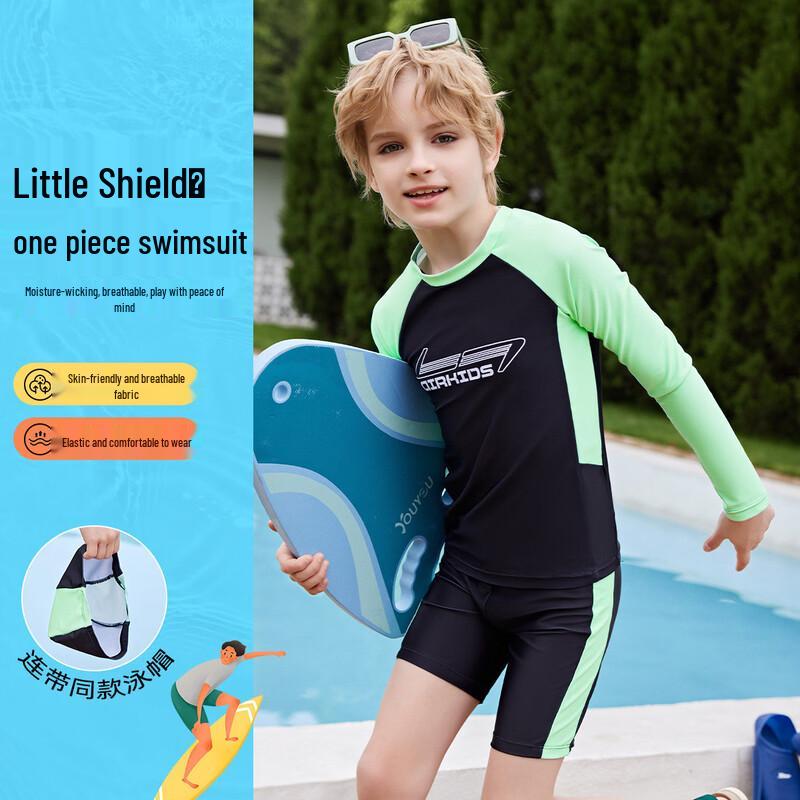 ABC KIDS Boys Long Sleeve Swimsuit Set with Cap XL