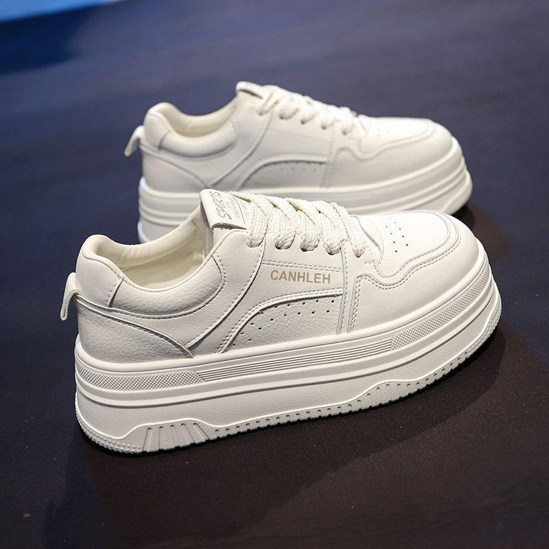 

Women s Thick-Soled Height-Increasing White Sneakers - Korean Style, Lightweight, Comfortable, Breathable, Versatile Casual Shoes for Autumn. EU 35