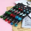 Christmas stud earrings combination set, car cup c candle metal flower bell personalized earrings set