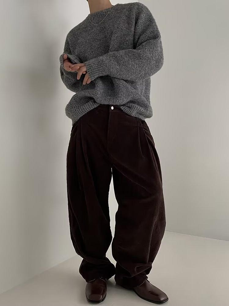 Maglione da uomo in mohair stile coreano autunnale: Maglione Trendy Girocollo Largo