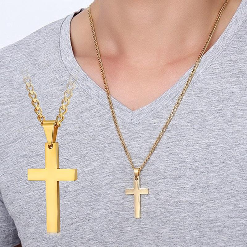 Fashion Stainless Steel Cross Pendant Necklace For Women Men Link Chain Charm Necklace Cool Boys Girls Punk Hip Hop Jewelry Gift