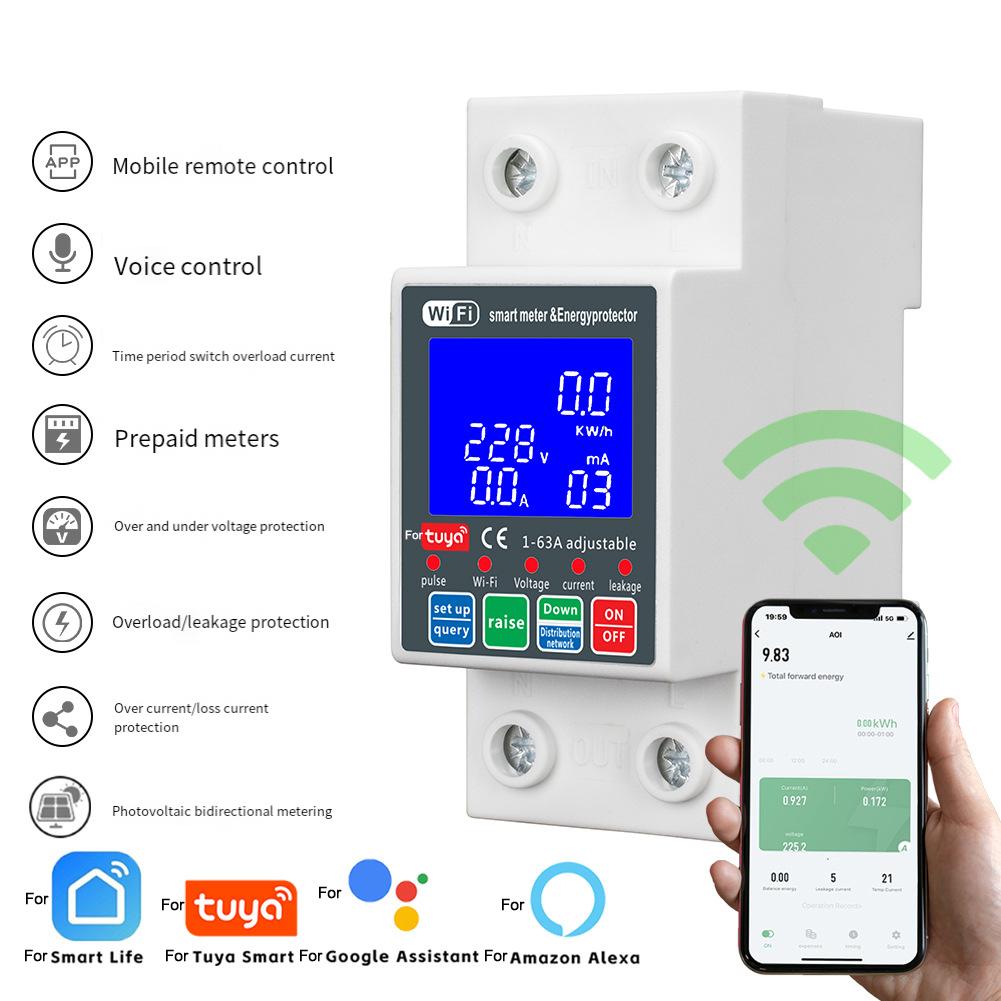 1PC WIFI Metering Intelligent Circuit Breaker Remote Control Switch Wireless Photovoltaic Bidirectional Smart Remote Control